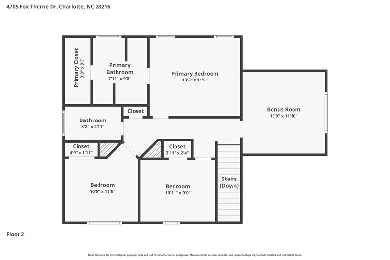 1,980/Mo, 4705 Fox Thorne Dr Charlotte, NC 28216 Floor Plan View 2