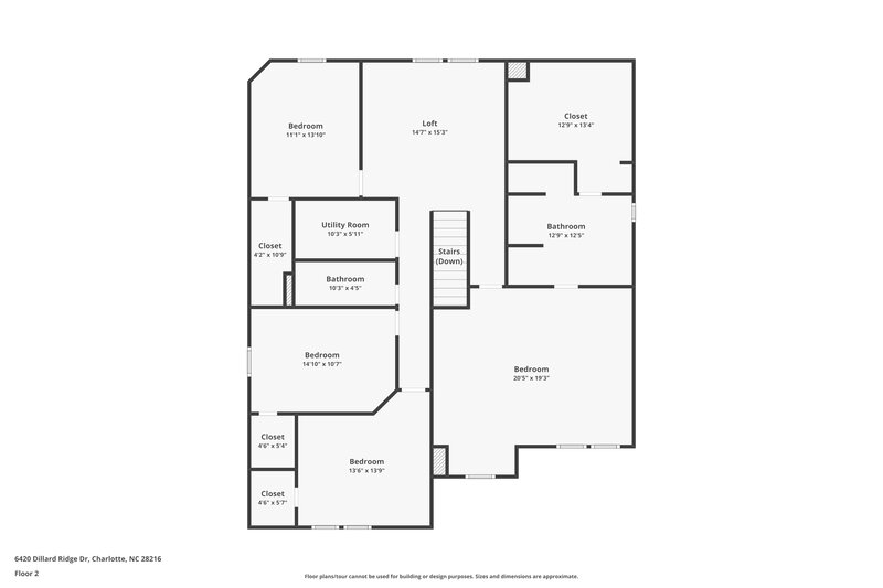 2,050/Mo, 6420 Dillard Ridge Dr Charlotte, NC 28216 Floor Plan View 2