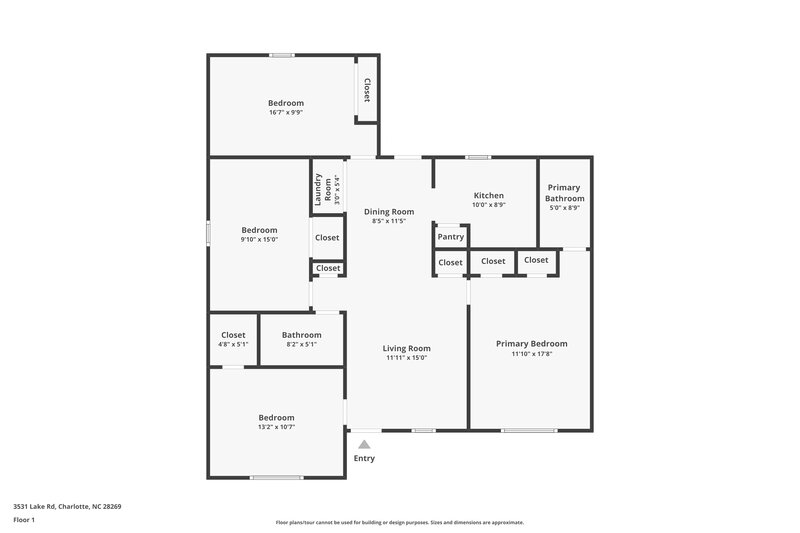 1,905/Mo, 3531 Lake Rd Charlotte, NC 28269 Floor Plan View