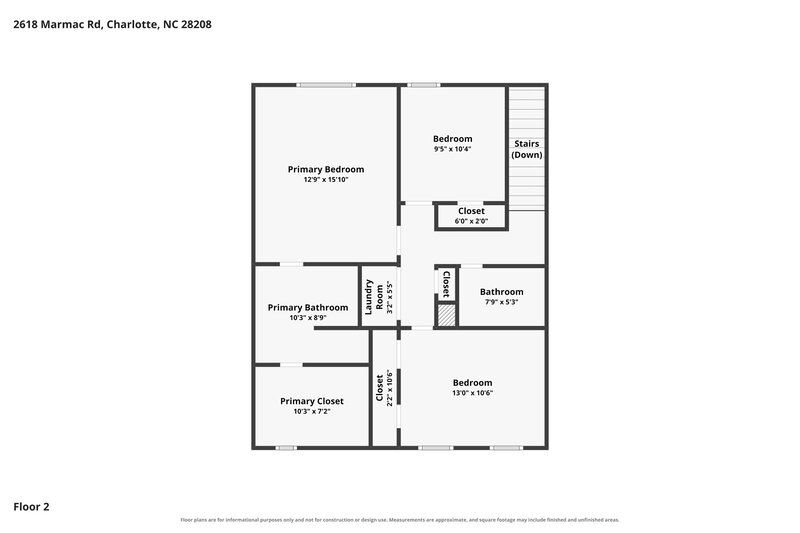 1,785/Mo, 2618 Marmac Rd Charlotte, NC 28208 Floor Plan View 2