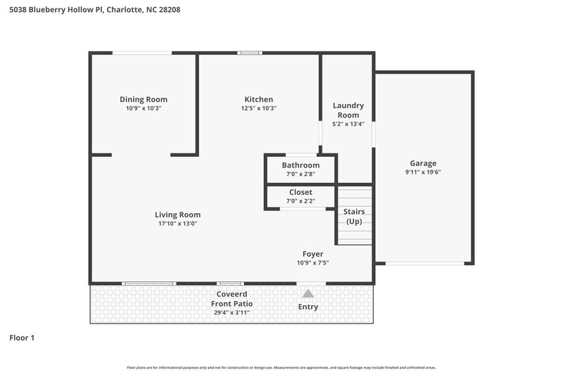 1,795/Mo, 5038 Blueberry Hollow Pl Charlotte, NC 28208 Floor Plan View
