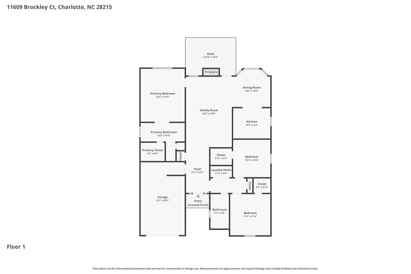 1,755/Mo, 11609 Brockley Ct Charlotte, NC 28215 Floor Plan View