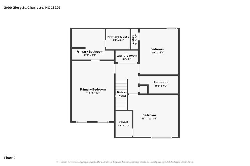 1,795/Mo, 3900 Glory St Charlotte, NC 28206 Floorplan View 2