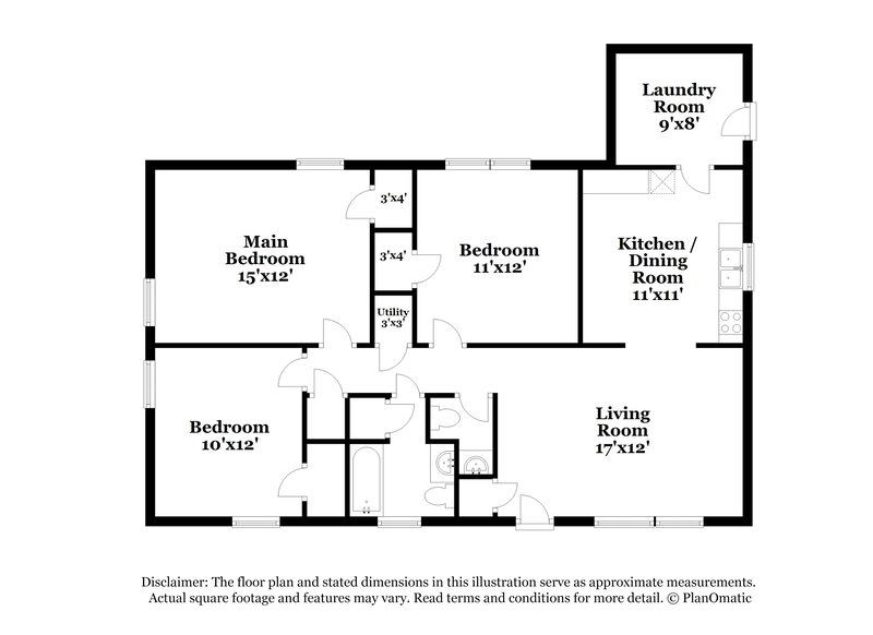 1,560/Mo, 3809 Bardot Dr Charlotte, NC 28216 Floor Plan View