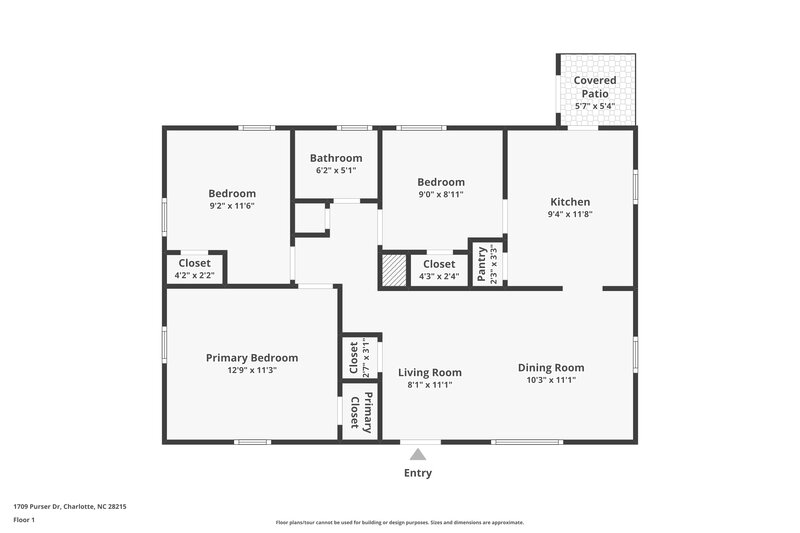 1,505/Mo, 1709 Purser Dr Charlotte, NC 28215 Floor Plan View