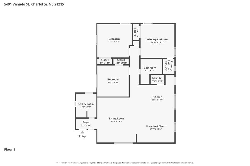 1,645/Mo, 5401 Venado St Charlotte, NC 28215 Floor Plan View