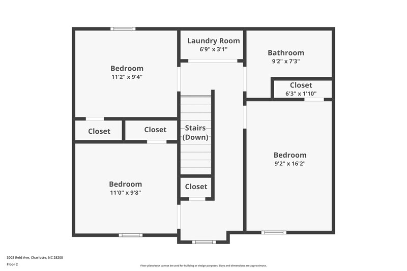 1,560/Mo, 3002 Reid Ave Charlotte, NC 28208 Floor Plan View 2