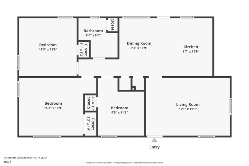1,525/Mo, 4534 Hidden Valley Rd Charlotte, NC 28213 Floor Plan View