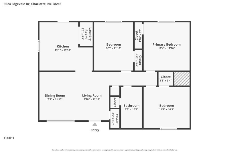 1,635/Mo, 9324 Edgevale Dr Charlotte, NC 28216 Floor Plan View