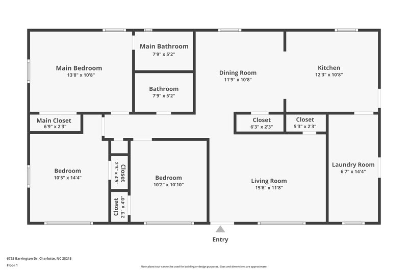 2,410/Mo, 6725 Barrington Dr Charlotte, NC 28215 Floor Plan View