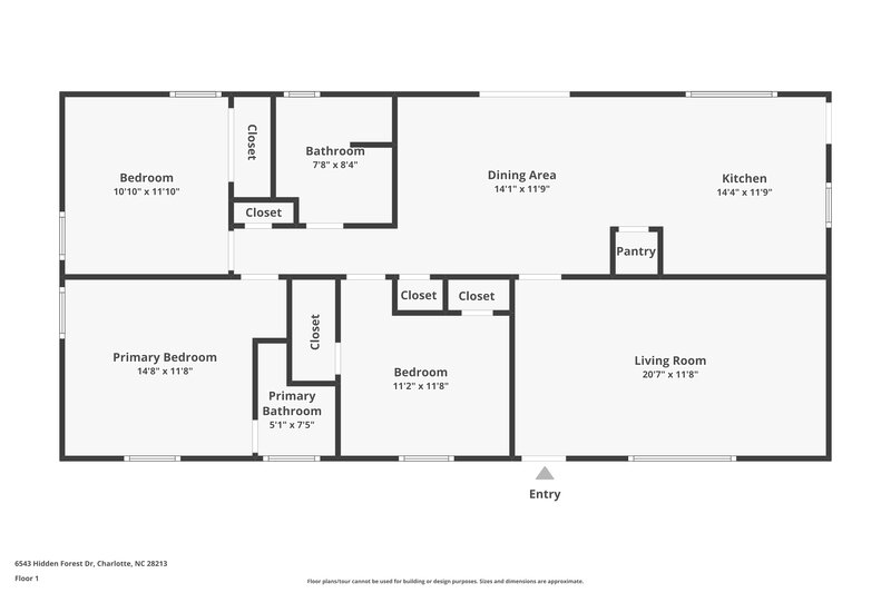 1,785/Mo, 6543 Hidden Forest Dr Charlotte, NC 28213 Floor Plan View