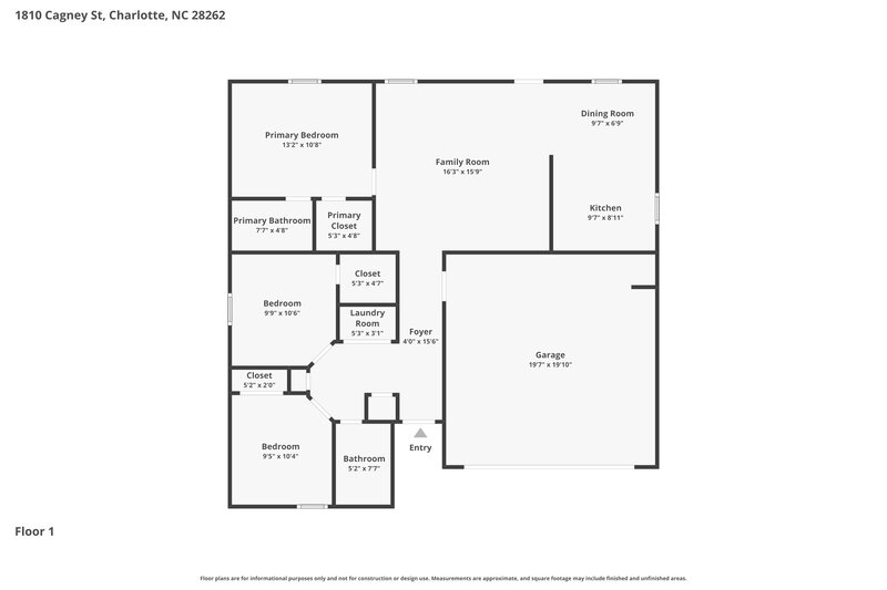 1,925/Mo, 1810 Cagney St Charlotte, NC 28262 Floor Plan View