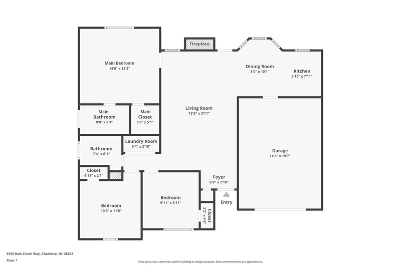 2,070/Mo, 6705 Rain Creek Way Charlotte, NC 28262 Floor Plan View