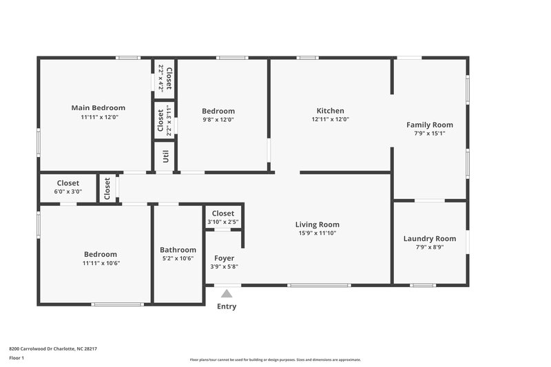 1,510/Mo, 8200 Carrolwood Dr Charlotte, NC 28217 Floor Plan View