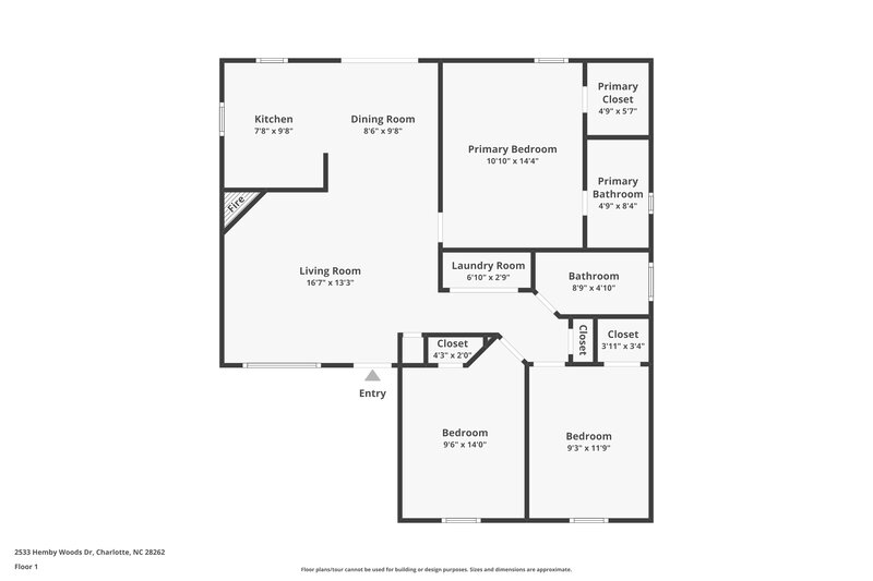 1,850/Mo, 2533 Hemby Woods Dr Charlotte, NC 28262 Floor Plan View