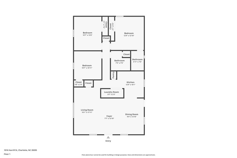 2,830/Mo, 1016 Harrill St Charlotte, NC 28205 Floor Plan View