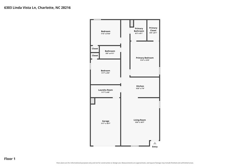 1,755/Mo, 6303 Linda Vista Ln Charlotte, NC 28216 Floor Plan View