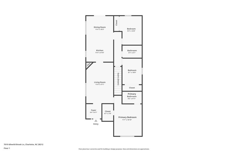 1,900/Mo, 7019 Idlewild Brook Ln Charlotte, NC 28212 Floor Plan View
