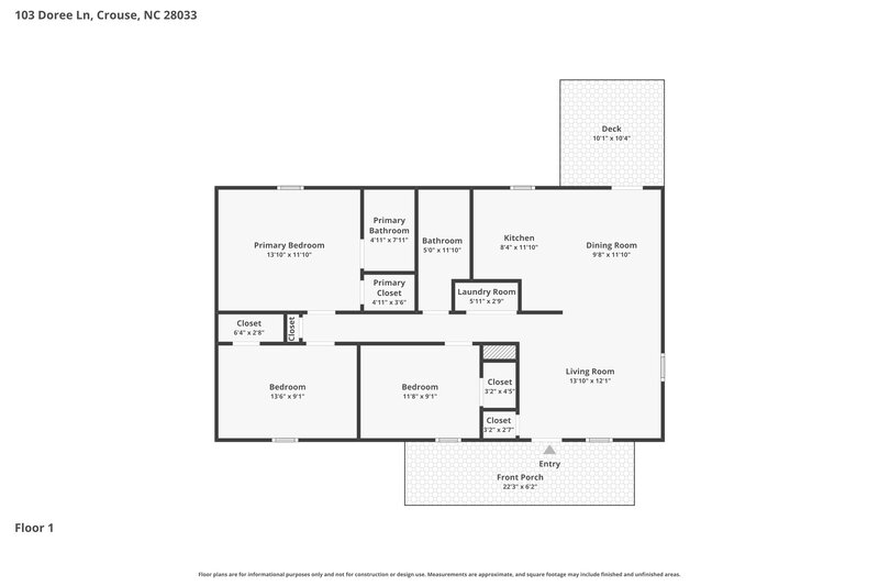 1,650/Mo, 103 Doree Ln Crouse, NC 28033 Floor Plan View