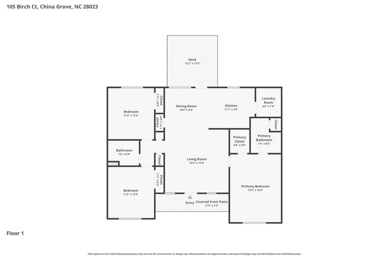 1,845/Mo, 105 Birch Ct China Grove, NC 28023 Floor Plan View