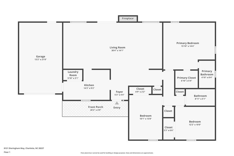 1,720/Mo, 8127 Sheringham Way Charlotte, NC 28227 Floor Plan View