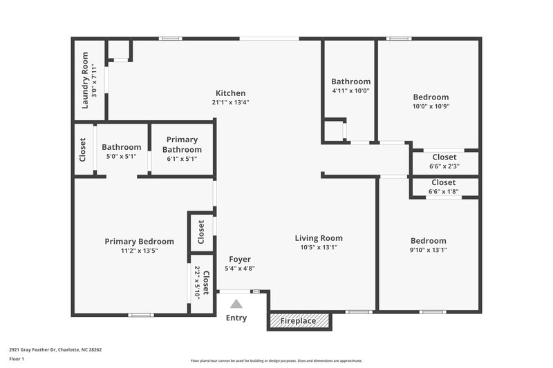 1,635/Mo, 2921 Gray Feather Dr Charlotte, NC 28262 Floor Plan View