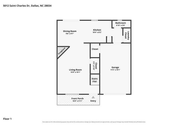 1,740/Mo, 5012 St Charles Dr Dallas, NC 28034 Floor Plan View