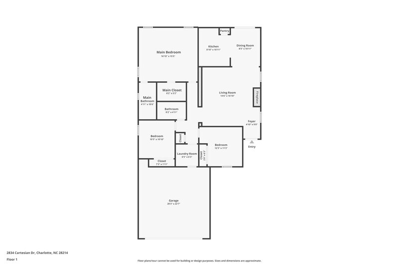 1,720/Mo, 2834 Cartesian Dr Charlotte, NC 28214 Floor Plan View