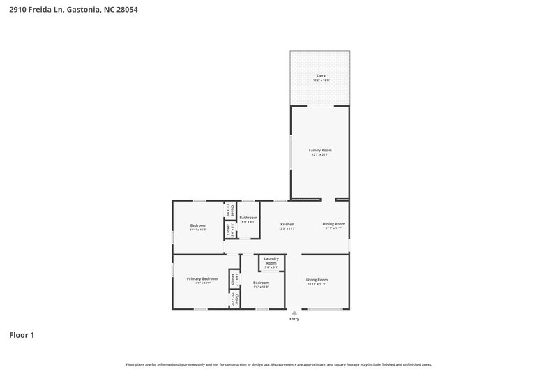 1,710/Mo, 2910 Freida Ln Gastonia, NC 28054 Floor Plan View