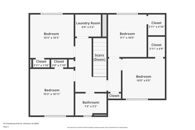 1,870/Mo, 5713 Henderson Oaks Dr Charlotte, NC 28269 Floorplan View 2