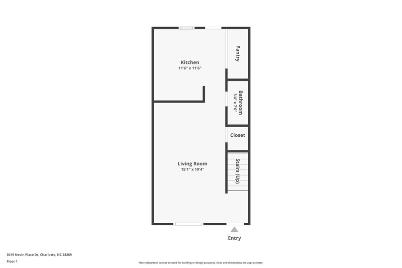 1,525/Mo, 3019 Nevin Place Dr Charlotte, NC 28269 Floor Plan View