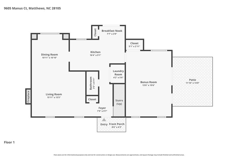 2,060/Mo, 9605 Manus Ct Matthews, NC 28105 Floor Plan View