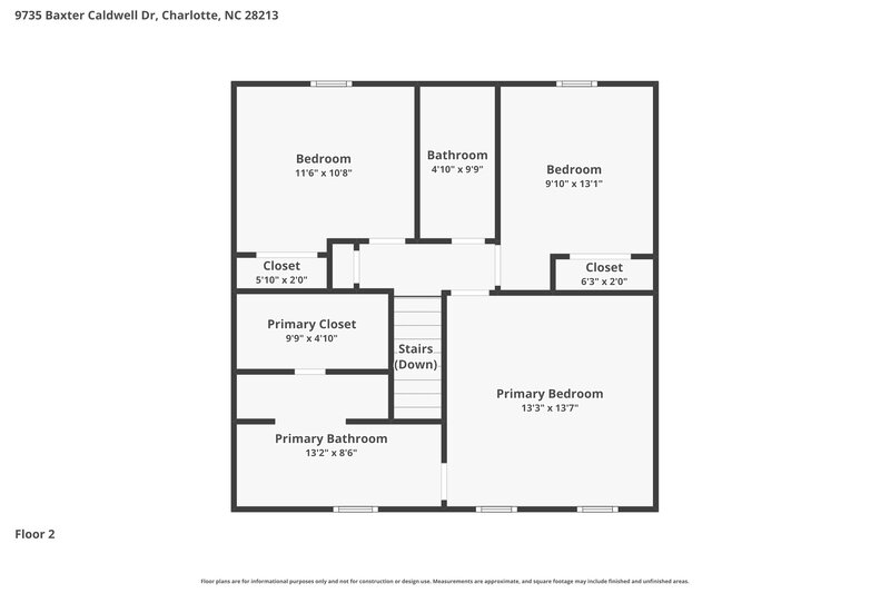 1,935/Mo, 9735 Baxter Caldwell Dr Charlotte, NC 28213 Floor Plan View 2