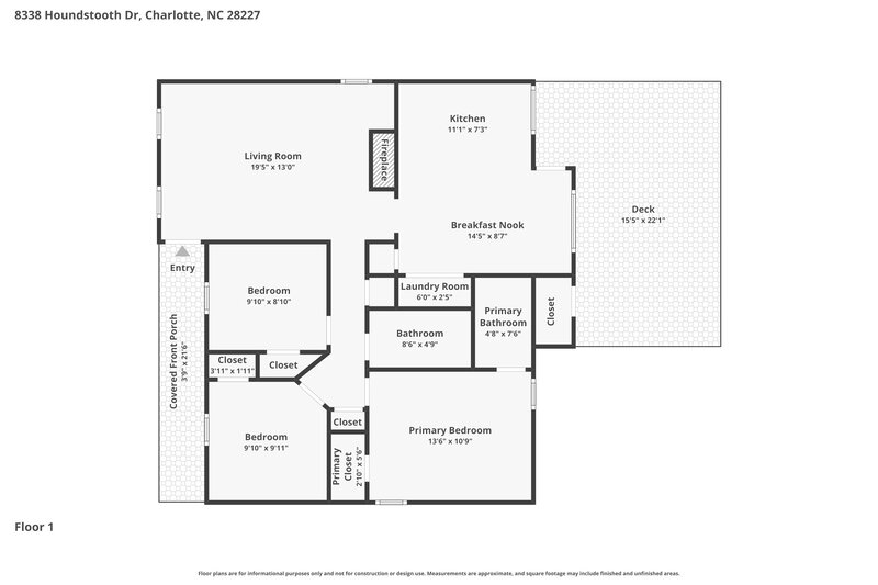 1,840/Mo, 8338 Houndstooth Dr Charlotte, NC 28227 Floor Plan View