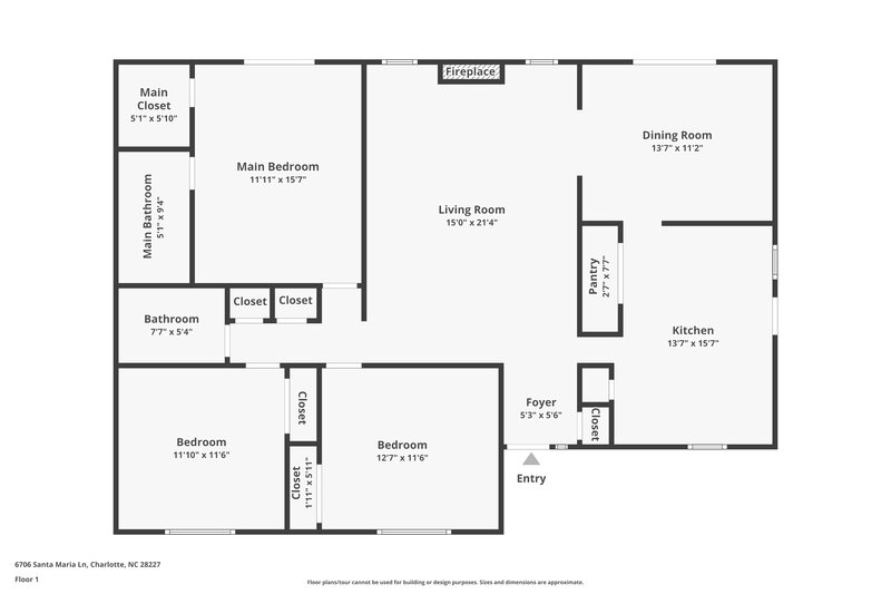 1,755/Mo, 6706 Santa Maria Ln Charlotte, NC 28227 Floor Plan View