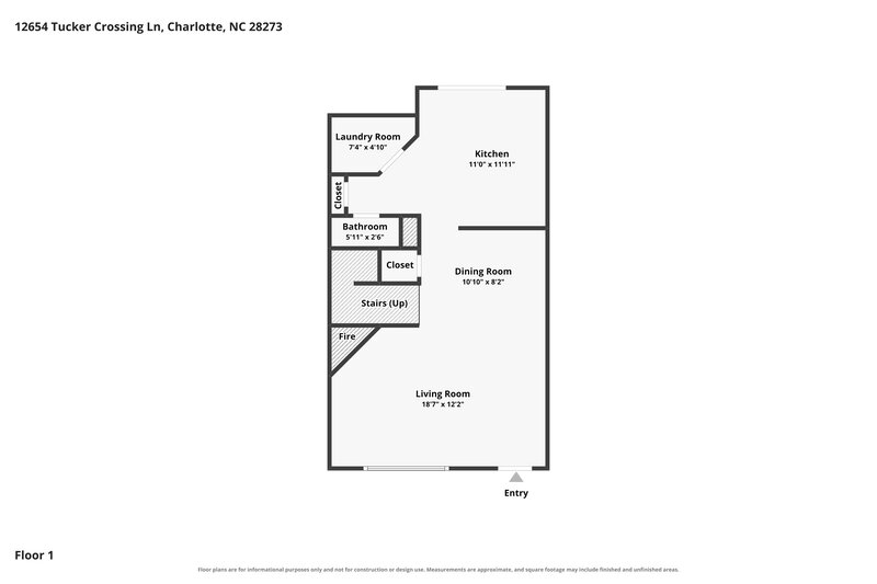 1,715/Mo, 12654 Tucker Crossing Ln Charlotte, NC 28273 Floorplan View