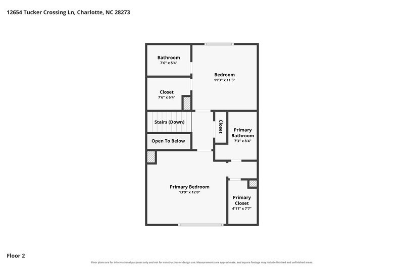 1,715/Mo, 12654 Tucker Crossing Ln Charlotte, NC 28273 Floorplan View 2