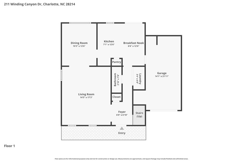 1,930/Mo, 211 Winding Canyon Dr Charlotte, NC 28214 Floor Plan View