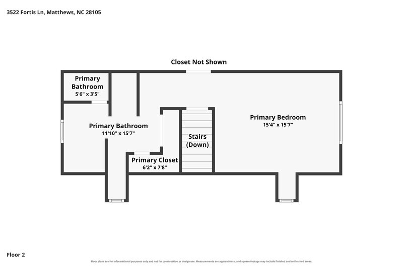 2,000/Mo, 3522 Fortis Ln Matthews, NC 28105 Floor Plan View 2
