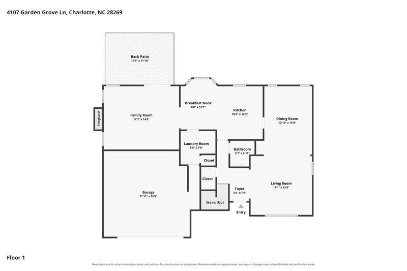 2,345/Mo, 4107 Garden Grove Ln Charlotte, NC 28269 Floor Plan View
