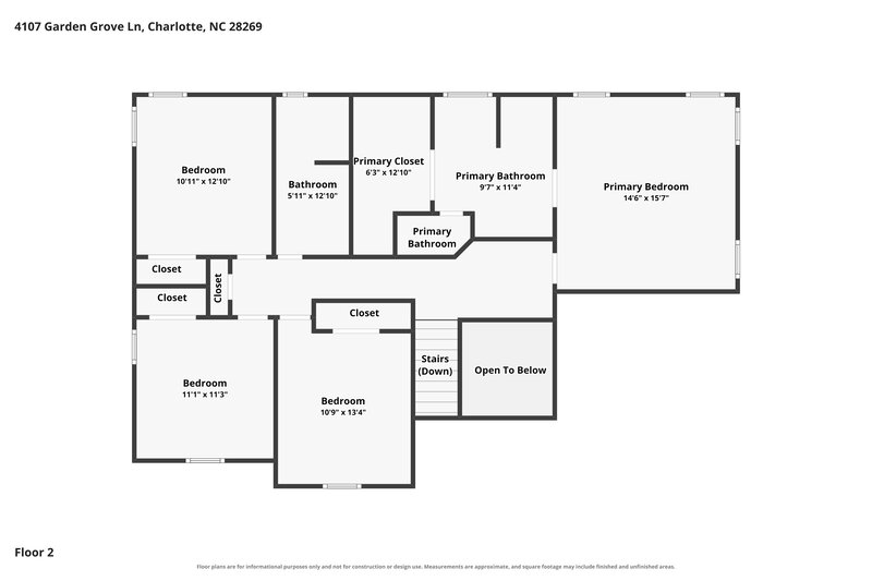 2,345/Mo, 4107 Garden Grove Ln Charlotte, NC 28269 Floor Plan View 2