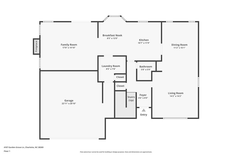 2,380/Mo, 4107 Garden Grove Ln Charlotte, NC 28269 Floor Plan View