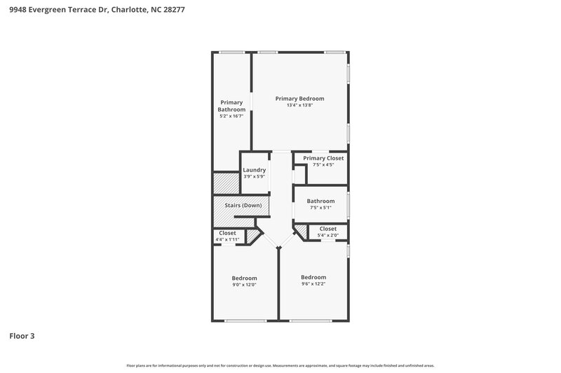 2,445/Mo, 9948 Evergreen Terrace Dr Charlotte, NC 28277 Floor Plan View 3