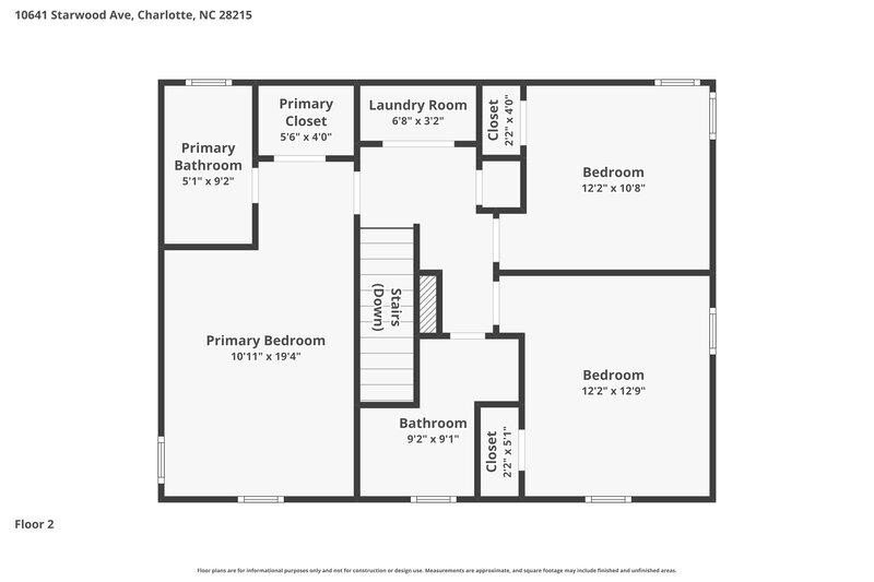 1,980/Mo, 10641 Starwood Ave Unit 9 Charlotte, NC 28215 Floor Plan View 2