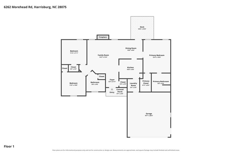 1,905/Mo, 6262 Morehead Rd Harrisburg, NC 28075 Floorplan View