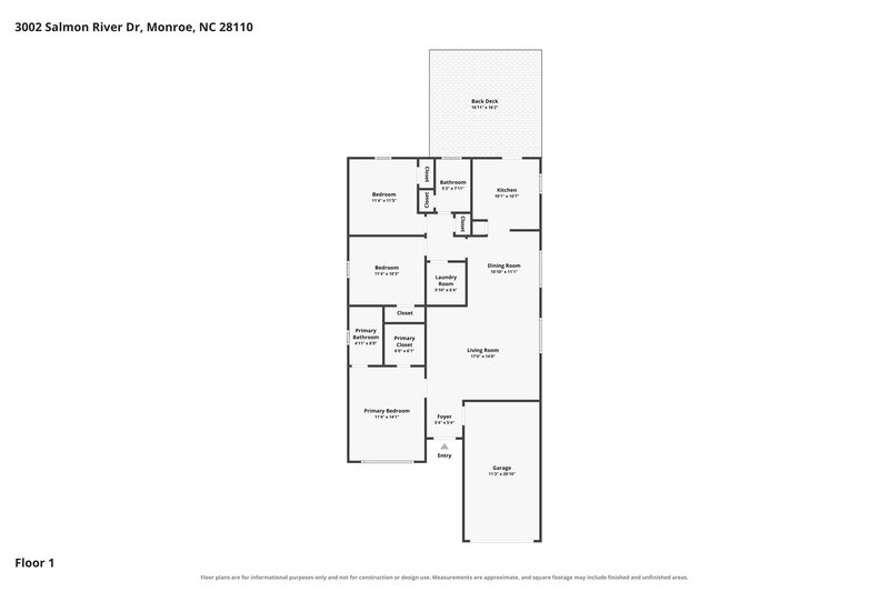 2,155/Mo, 3002 Salmon River Dr Monroe, NC 28110 Floor Plan View