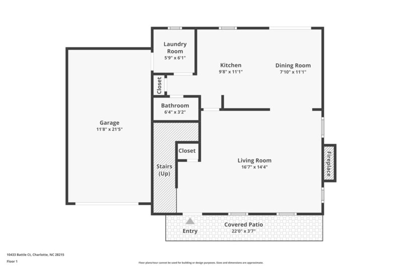 1,795/Mo, 10433 Battle Ct Charlotte, NC 28215 Floorplan View