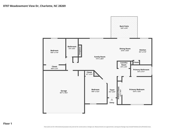 1,795/Mo, 8707 Meadowmont View Dr Charlotte, NC 28269 Floor Plan View