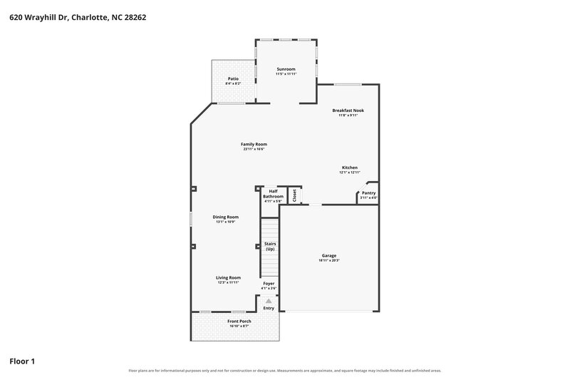2,370/Mo, 620 Wrayhill Dr Charlotte, NC 28262 Floor Plan View
