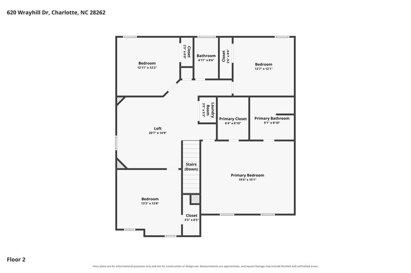 2,370/Mo, 620 Wrayhill Dr Charlotte, NC 28262 Floor Plan View 2